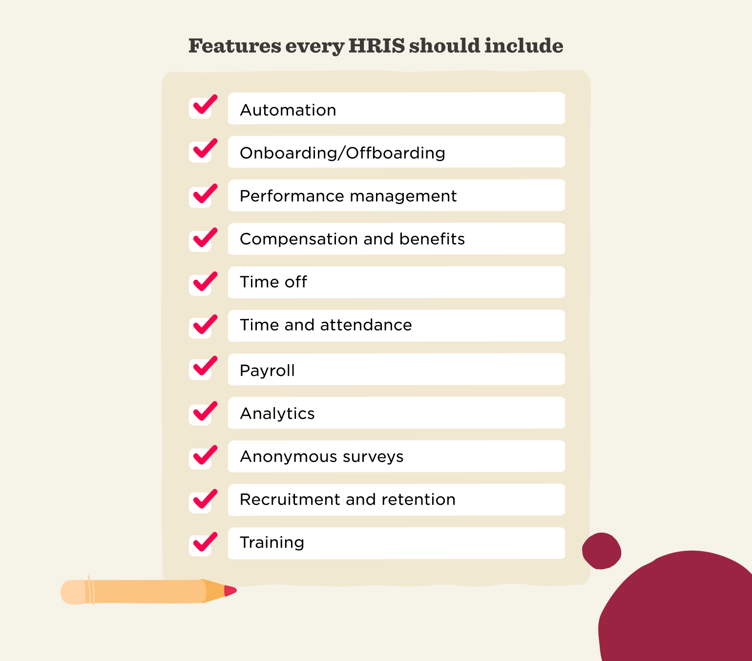 HRIS requirements checklist