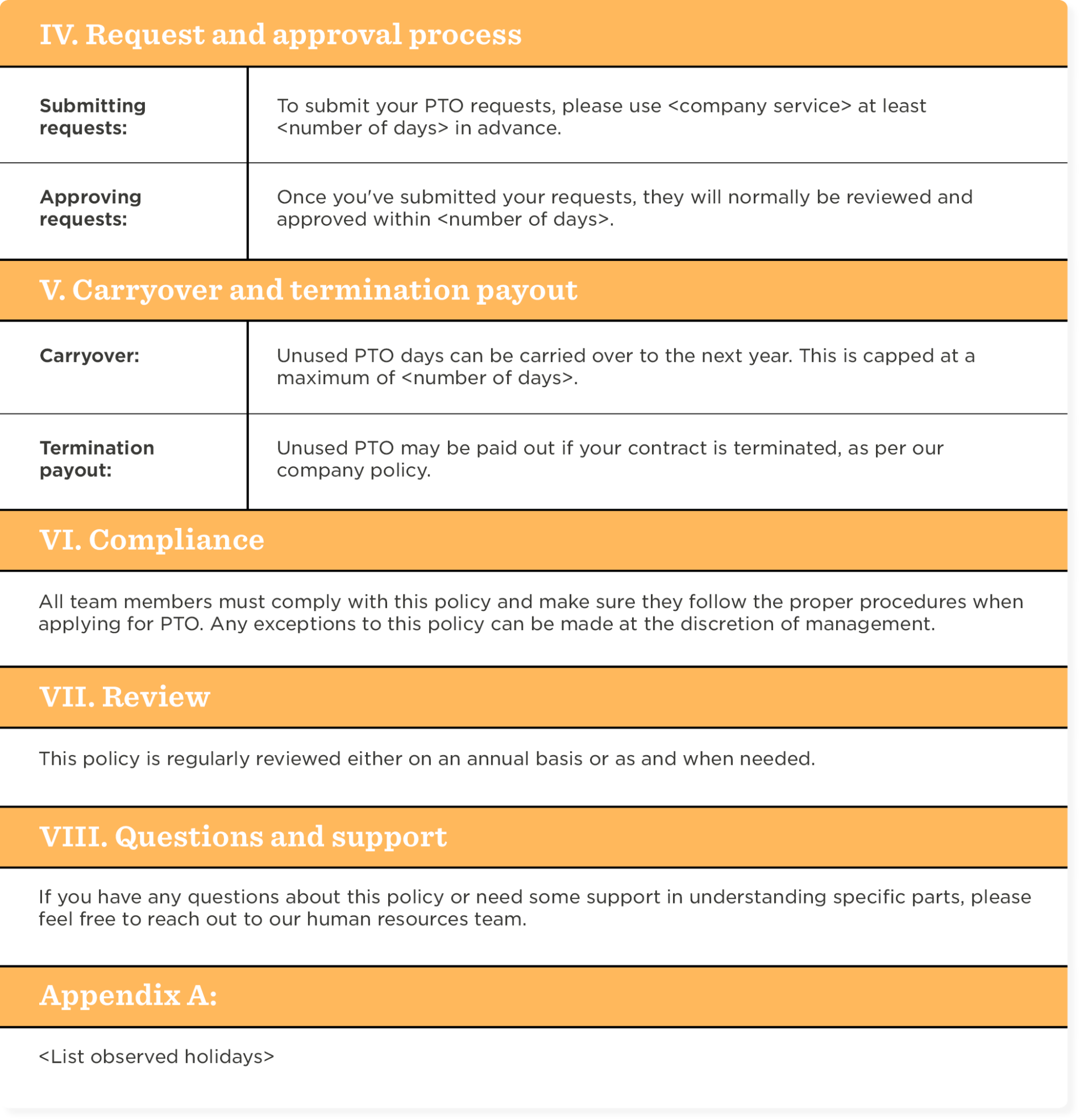 Paid time off (PTO) policy template | HiBob